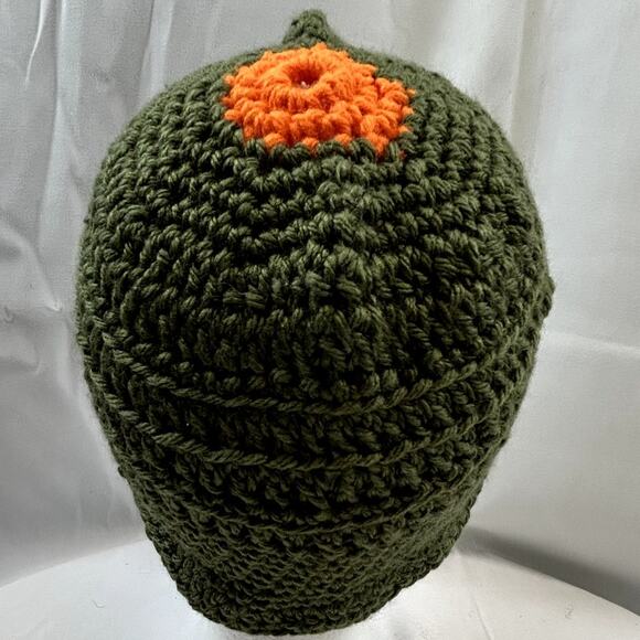 Handmade Green crochet cap 10" wide by 7 " tall hat NWOT child or adult - Picture 3 of 6